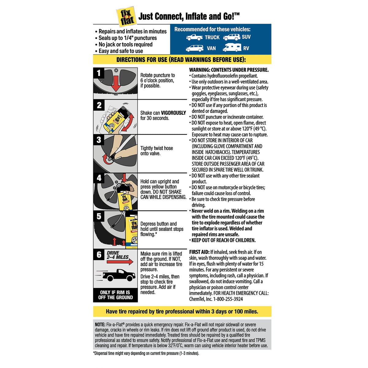 24 oz Aerosol Tire Repair and Inflator W11201