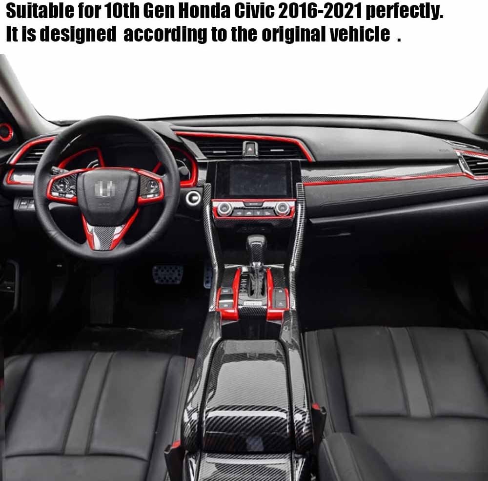 Carbon Fibre ABS Air Conditioning Outlet and Panel Instrument Panel for 10th Gen Honda Civic 2016 2017 2018 2019 2020 2021 N720