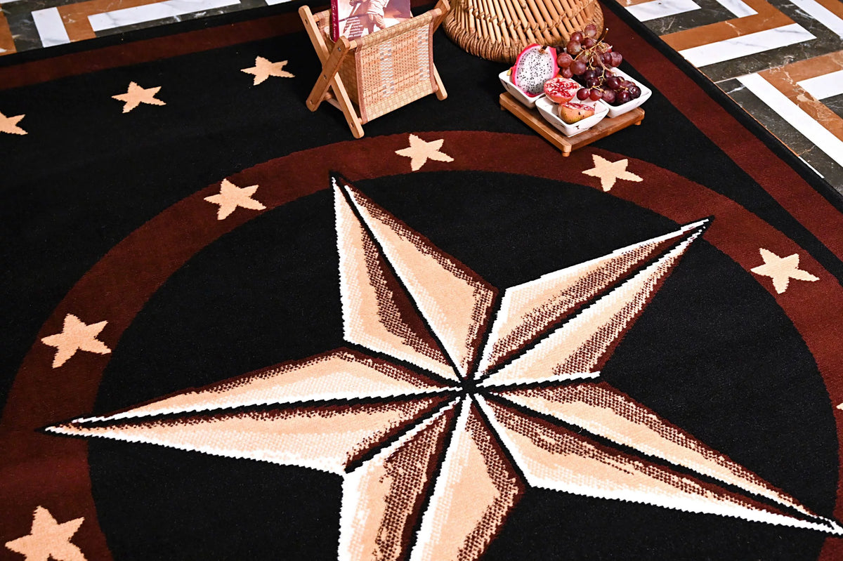 Black 2 ft. x 8 ft. Western Star Area Rug E952