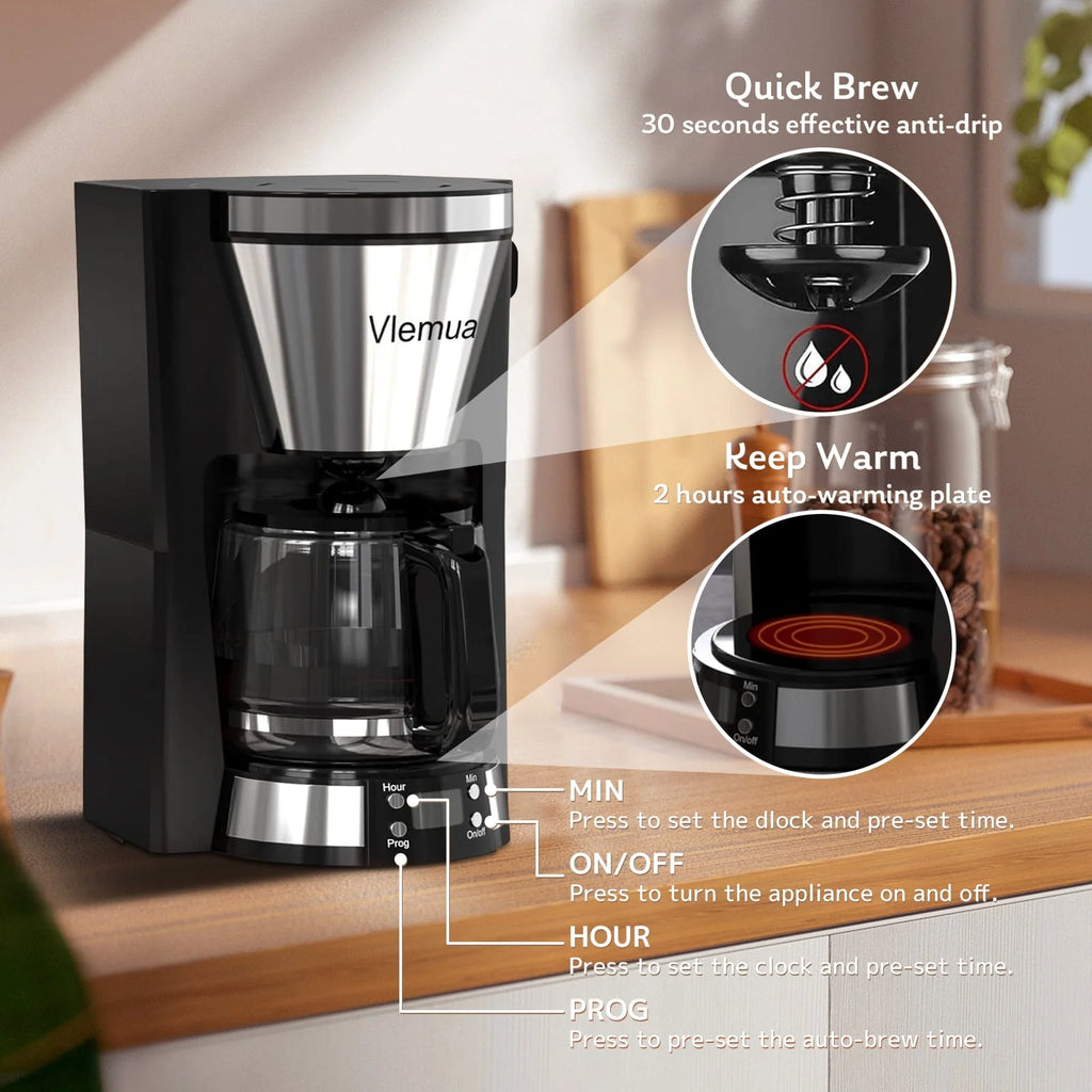 10-Cup Programmable Coffee Maker with Timer, Auto Shut Off, White H553