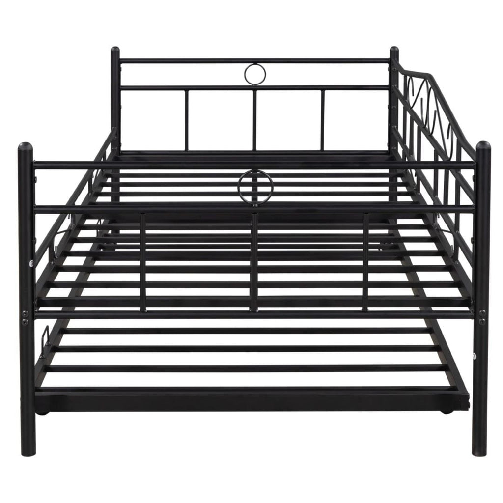 Twin Size Black Metal Daybed with Trundle P129955
