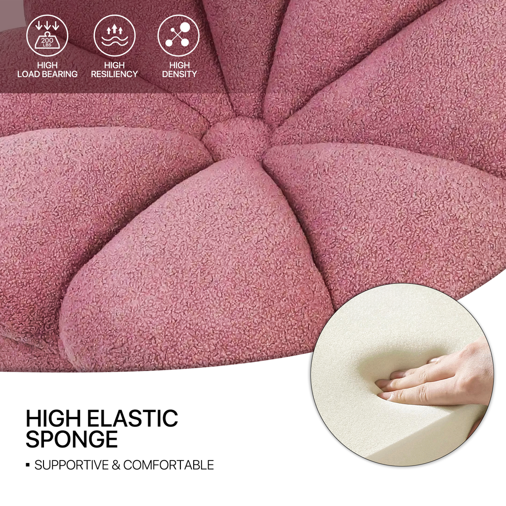 Rosewood Pink Mohair Blooming Flower Lazy Sofa E1006