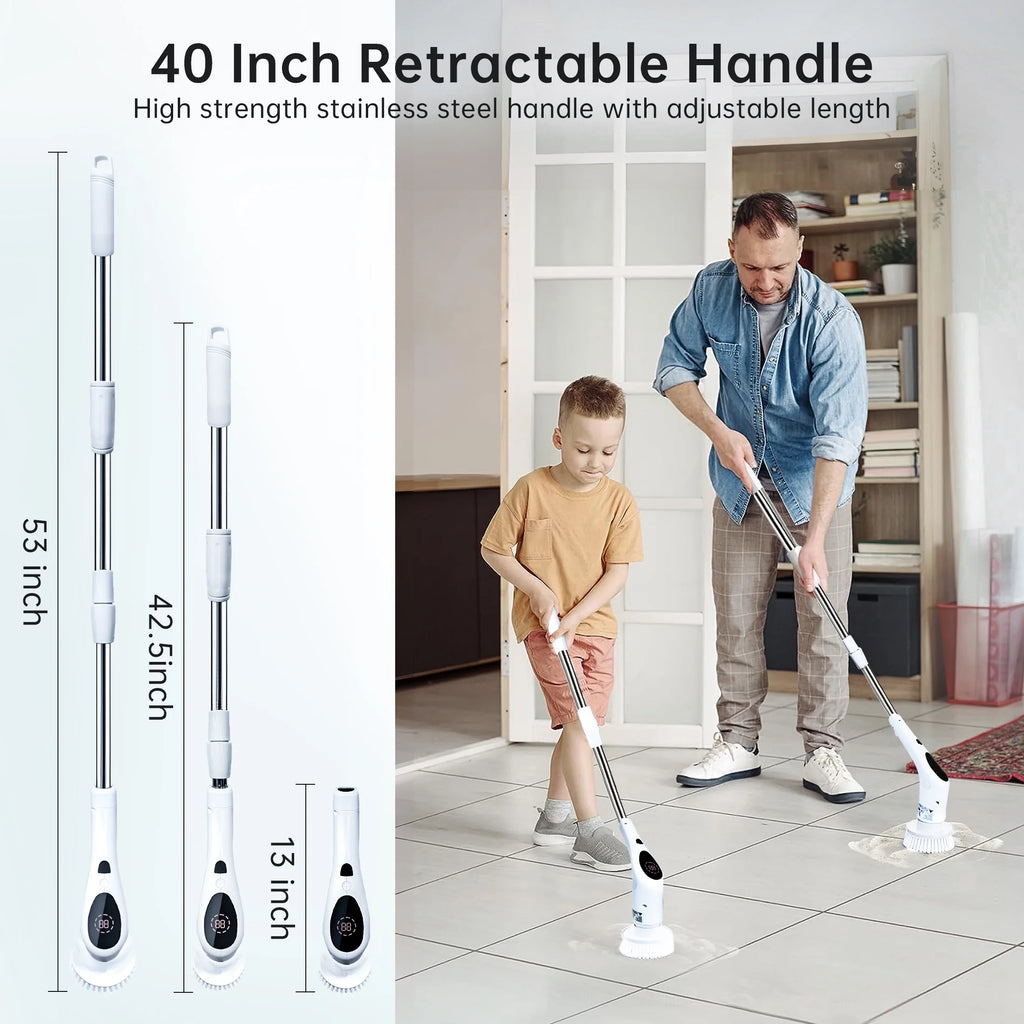 Cordless Electric Spin Scrubber with 9 Replaceable Brush Heads X7423