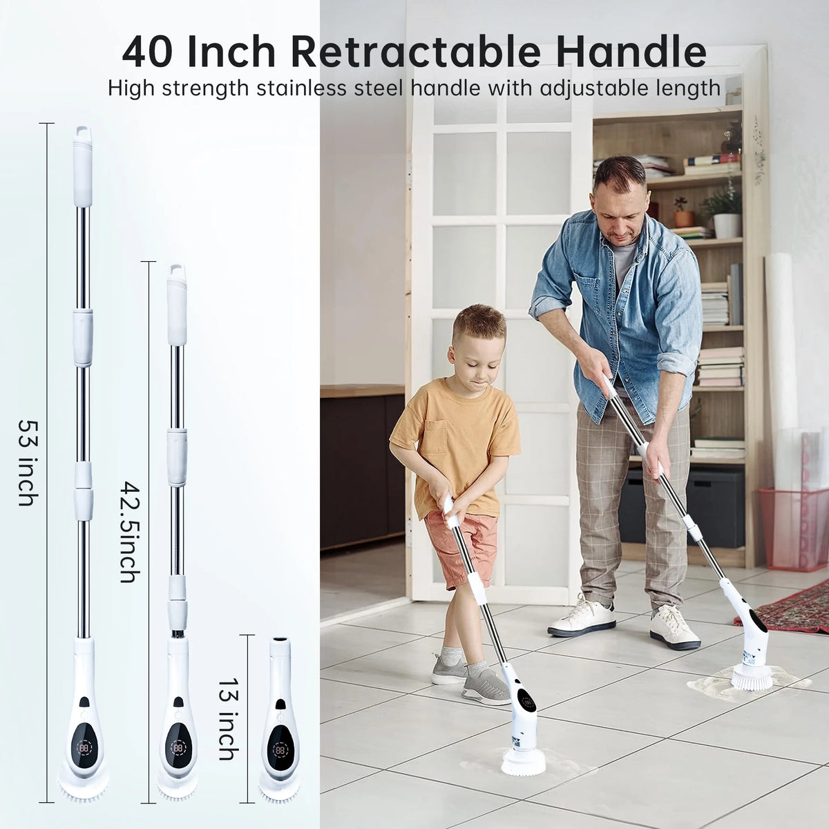 Cordless Electric Spin Scrubber with 9 Replaceable Brush Heads X7423