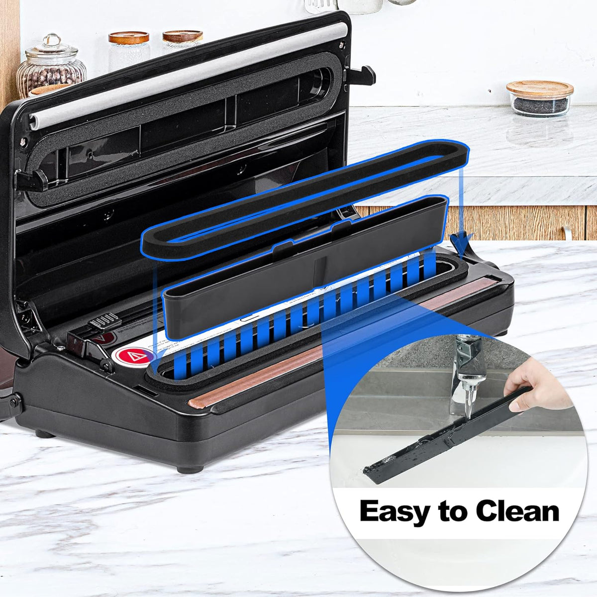 8 in 1 Automatic Vacuum Sealer Machine with Vacuum Bags & Roller Storage, Cutter, Black M48477