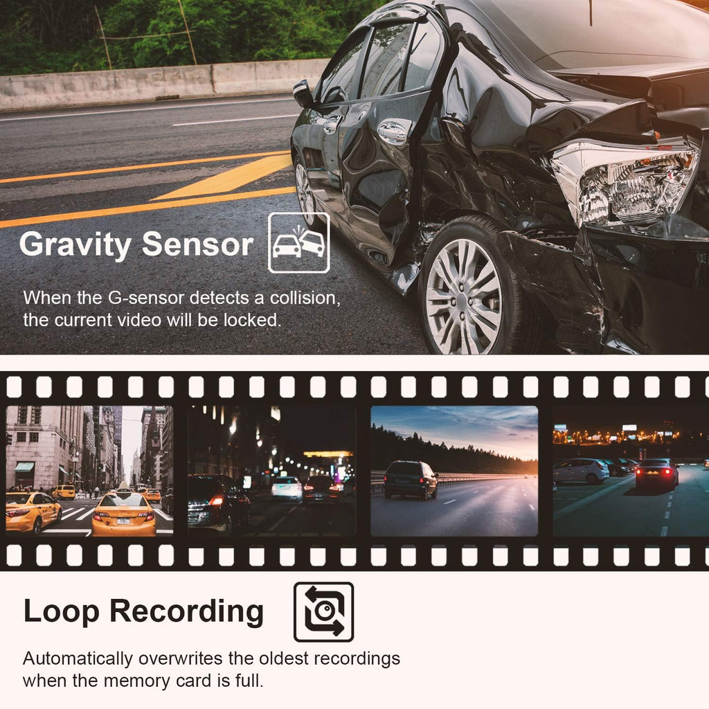 2.4 LCD Screen 170° Wide Angle Dash Cam, Pack of 2 P474958