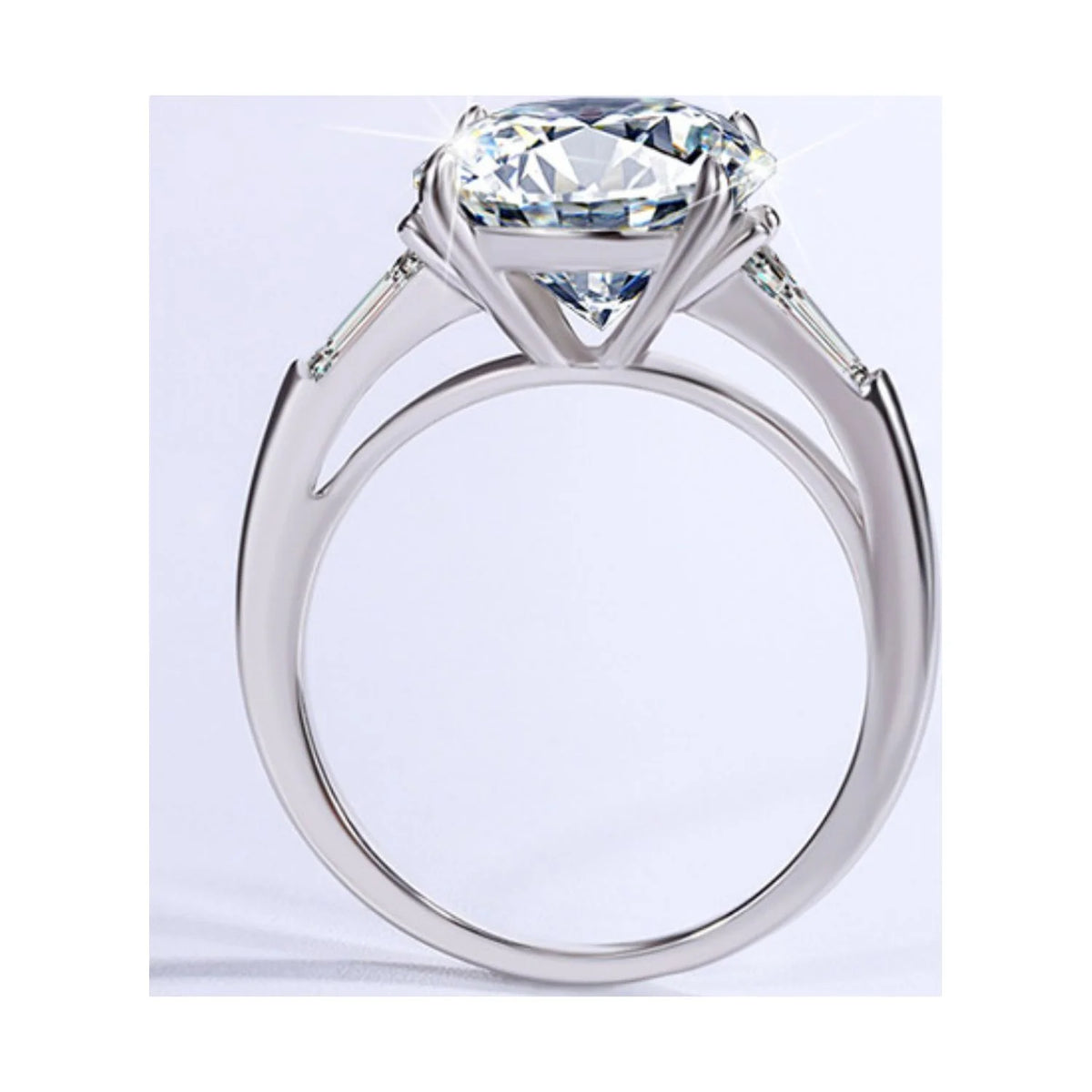 5ct Round Cut Moissanite Sterling Silver Engagement Rings with Certificate A850