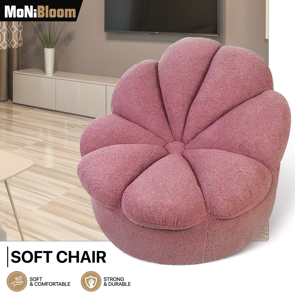 Rosewood Pink Mohair Blooming Flower Lazy Sofa E1006