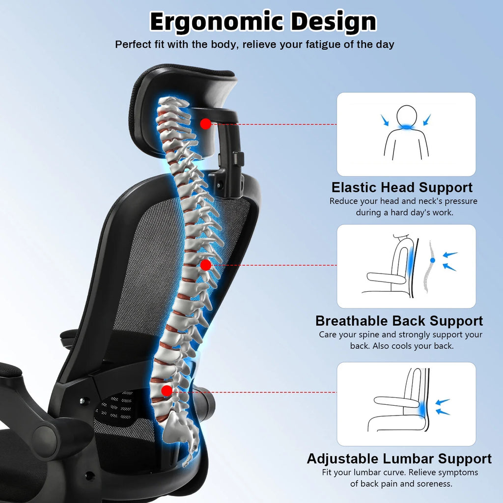 Black Ergonomic High Back Mesh Office Chair with Lumbar Support P9489