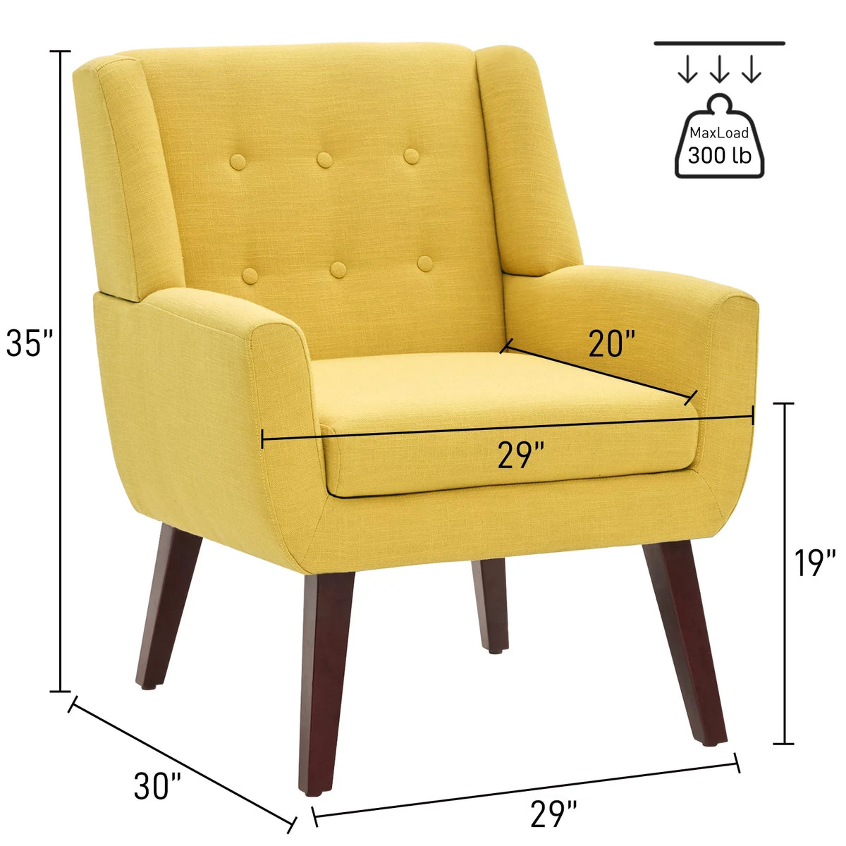 Yellow Linen Fabric Upholstered Accent Chair G956282
