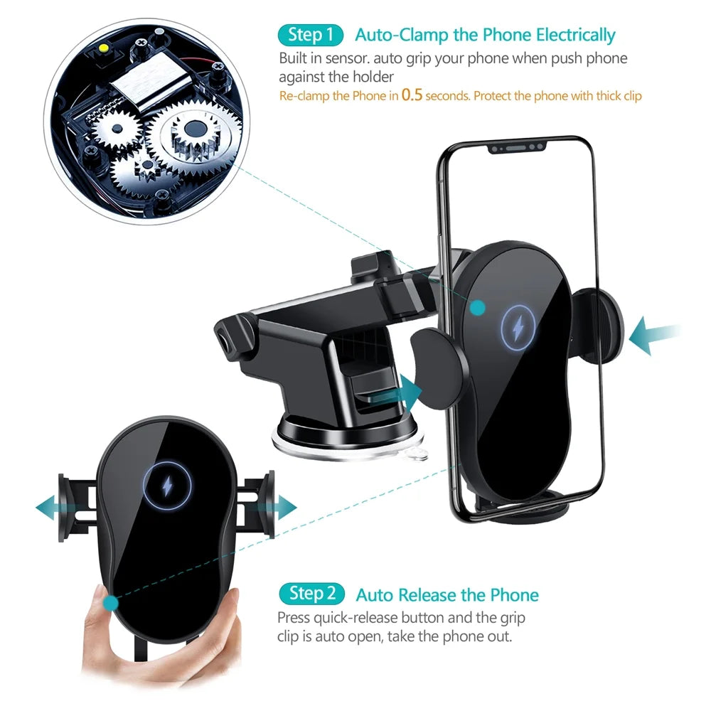 Wireless Car Charger Mount for iPhone 14/13/12/11/X/8 Series F190451