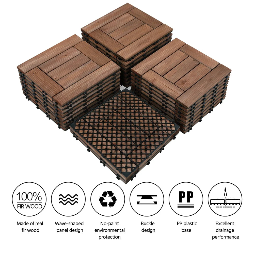 12''x12'' Interlocking Wood Flooring Tiles, Pack of 27, Natural G357446