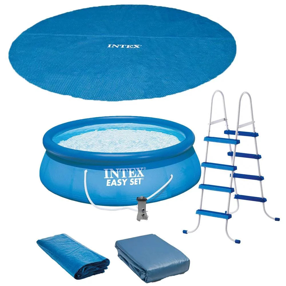15ft x 48in Inflatable Above Ground Pool with Pump and Solar Cover M9563