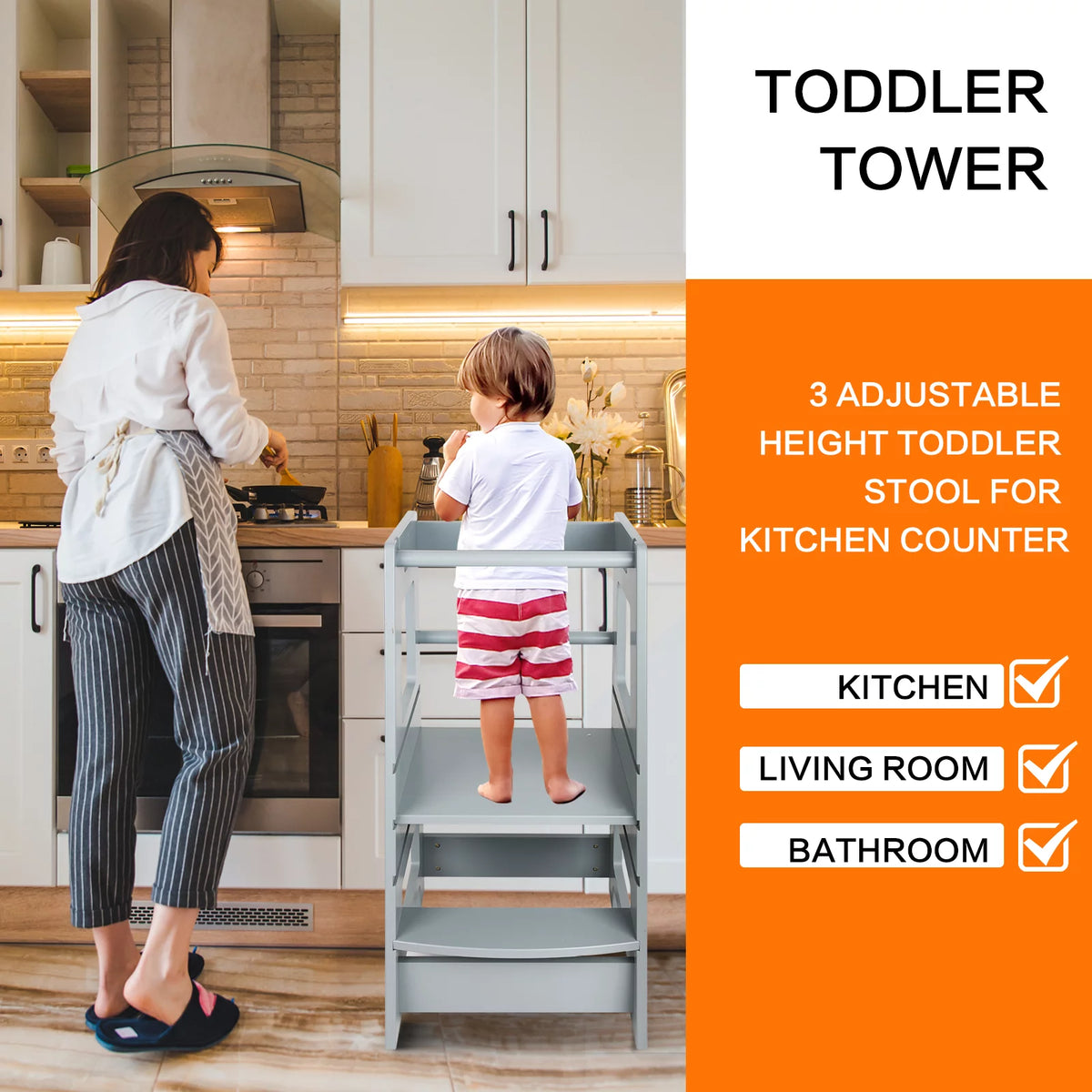 Wooden Adjustable Kids Step Stool M86181