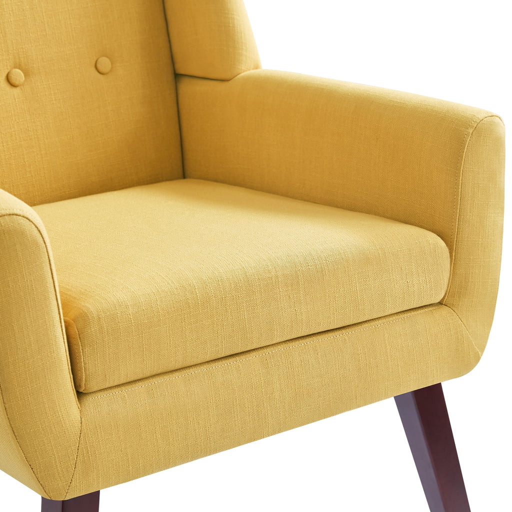Yellow Linen Fabric Upholstered Accent Chair G956282