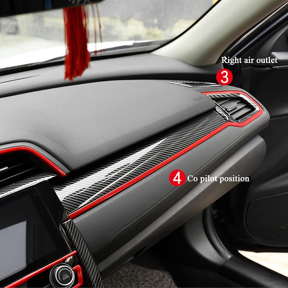 Carbon Fibre ABS Air Conditioning Outlet and Panel Instrument Panel for 10th Gen Honda Civic 2016 2017 2018 2019 2020 2021 N720