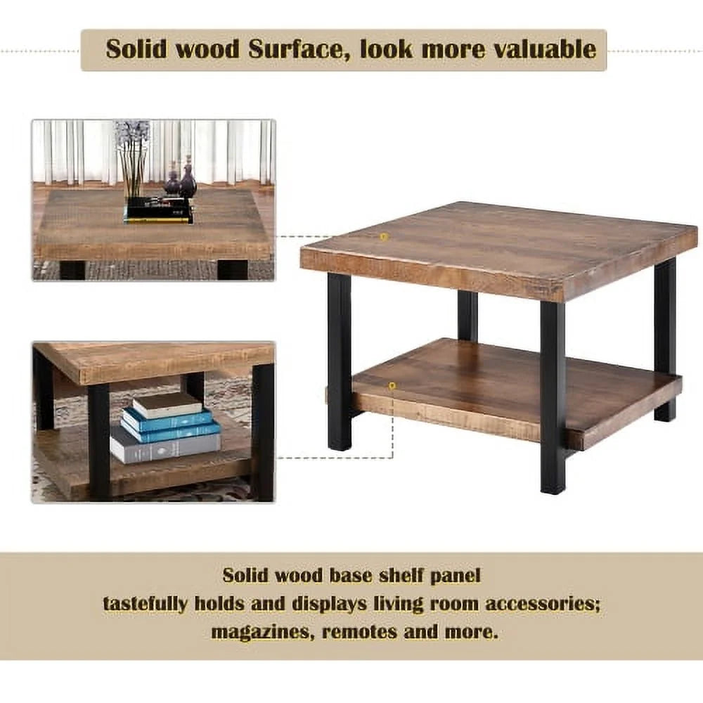 Rustic Natural Coffee Table with Storage Shelf Q129230