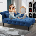 Blue Upholstered Chaise with Accent Pillow M49529