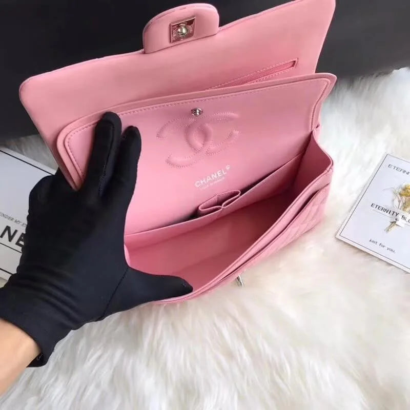 Pink Lambskin Leather Flap Bag X4720
