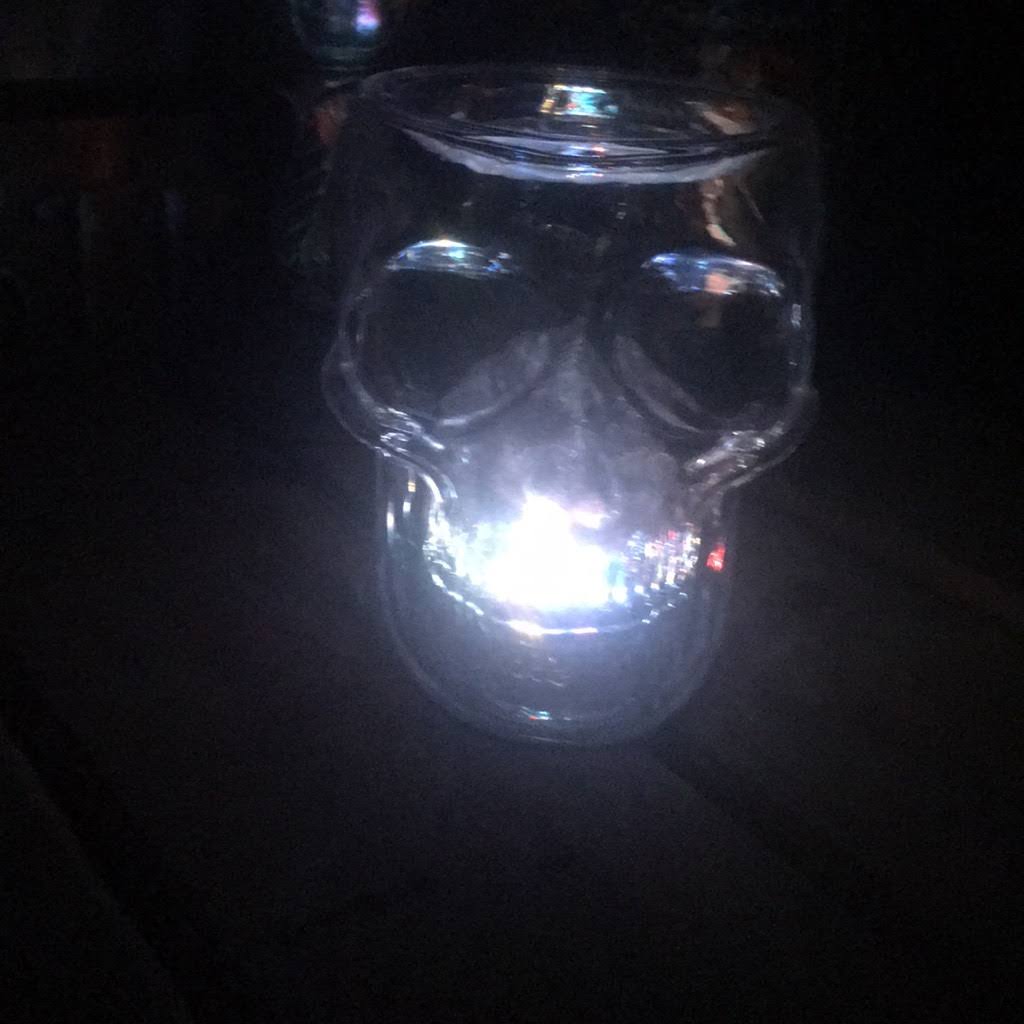 Light Up Skull 3 Wick Glass Candle Holder K190917