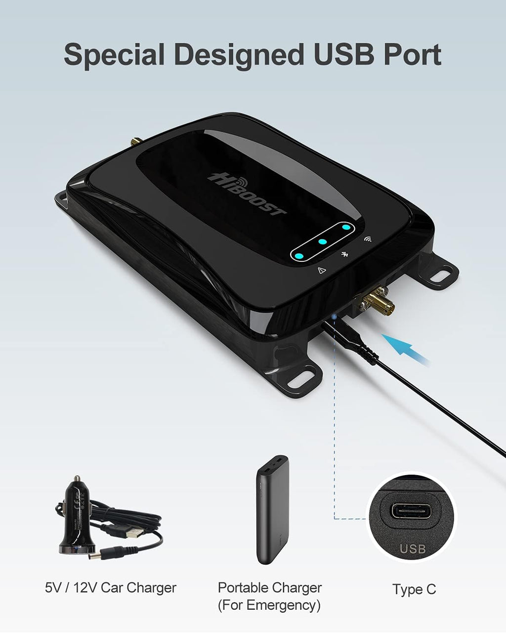 Car Cell Phone Booster with Magnetic Roof Antenna T3086