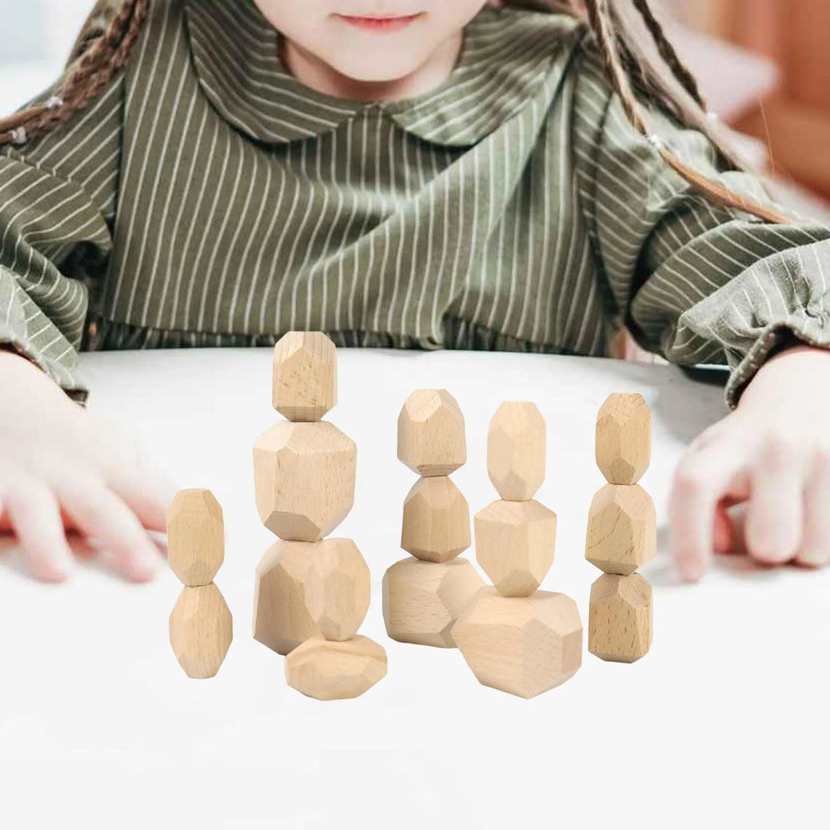 Wooden Stacking Stones Building Blocks N889