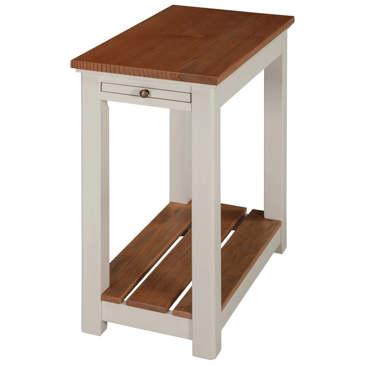 Ivory End Table with Pull-out Shelf S8482