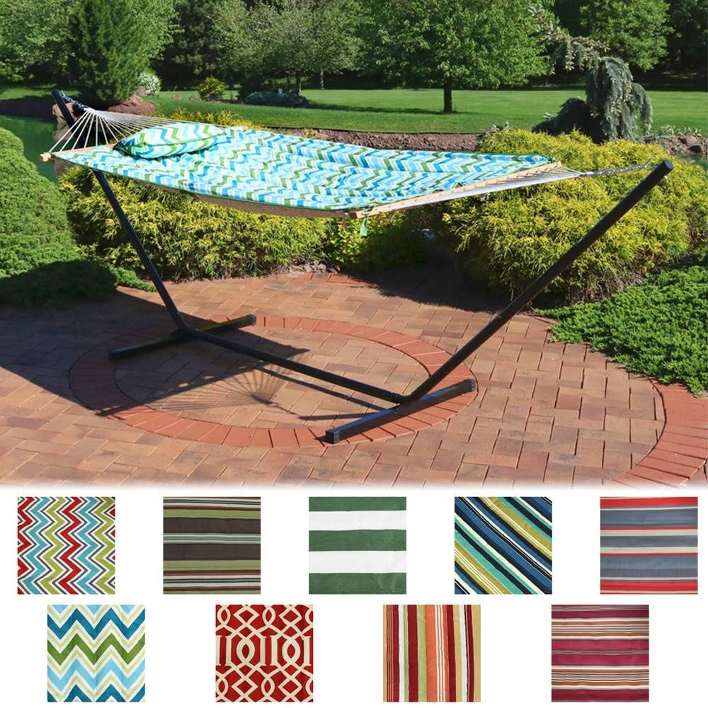 Multi Color Cotton Rope Hammock with Stand X198569
