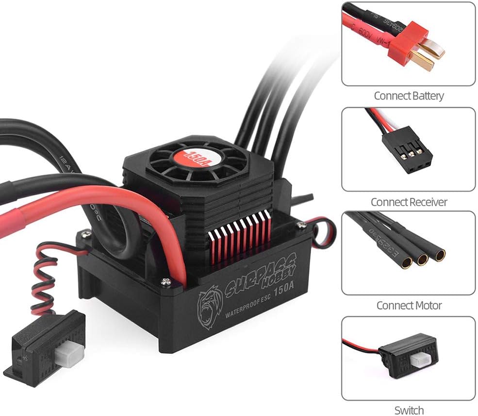150A Brushless ESC Waterproof Electric Speed Controller Pack of 2 V188