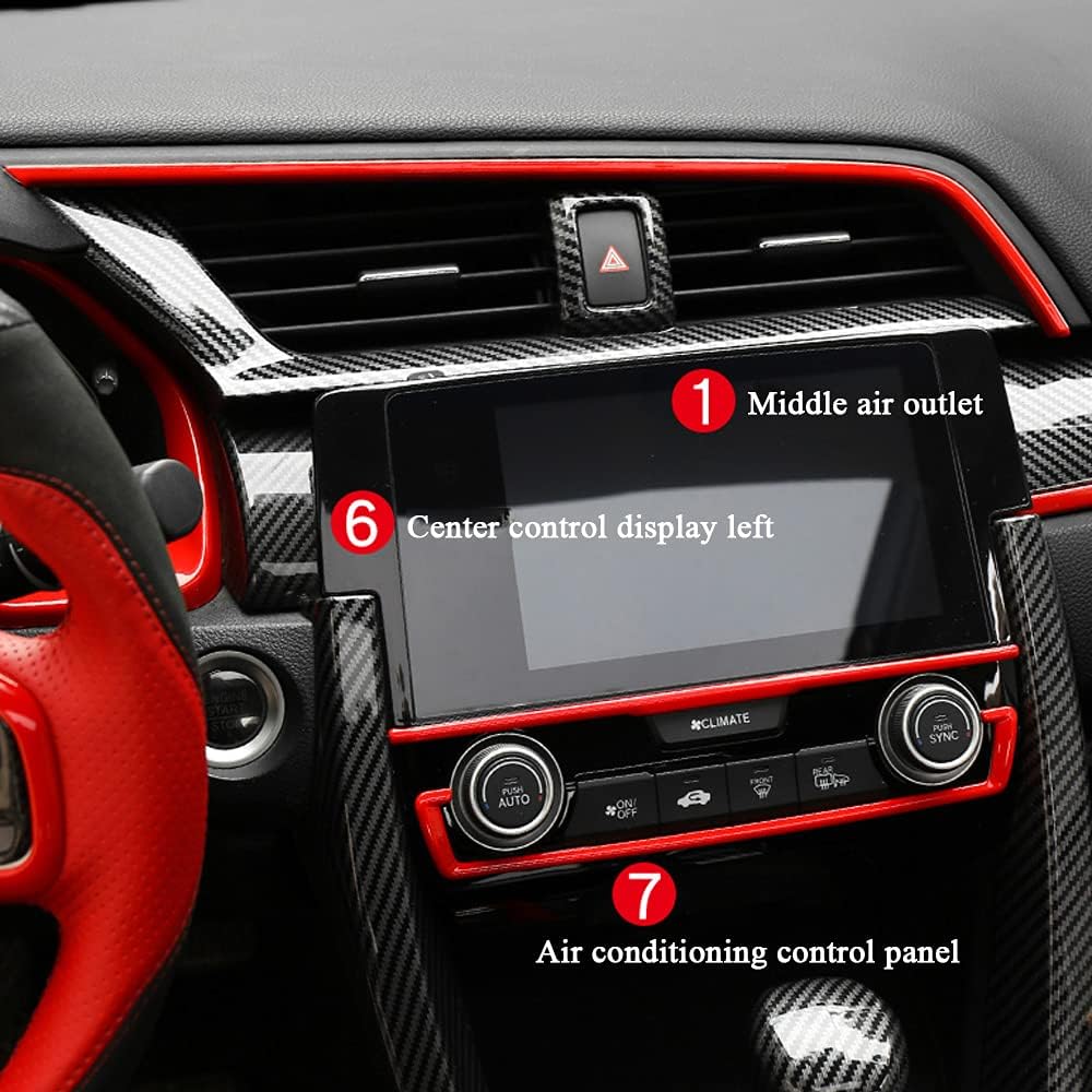Carbon Fibre ABS Air Conditioning Outlet and Panel Instrument Panel for 10th Gen Honda Civic 2016 2017 2018 2019 2020 2021 N720