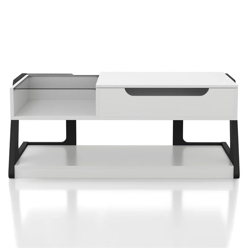 White Wood Lift-Top Storage Coffee Table D5978