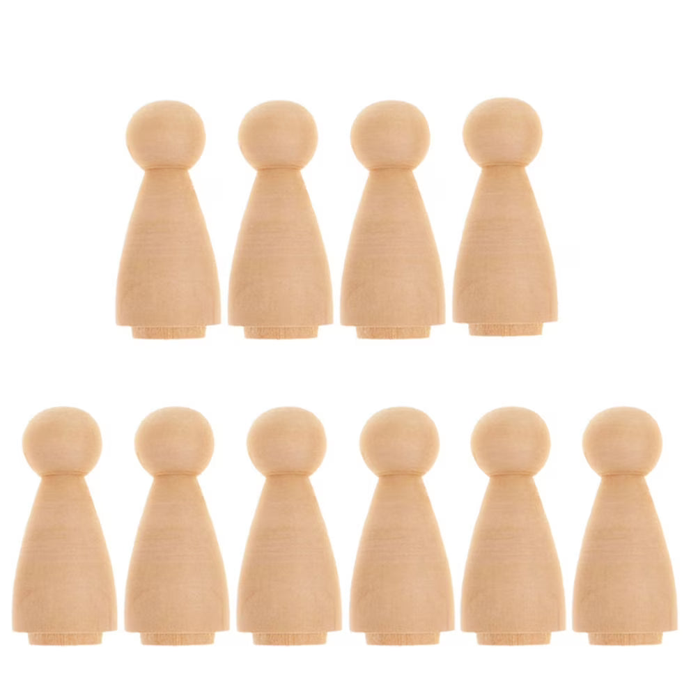 10 Pcs Unfinished Wooden Peg Dolls V55107