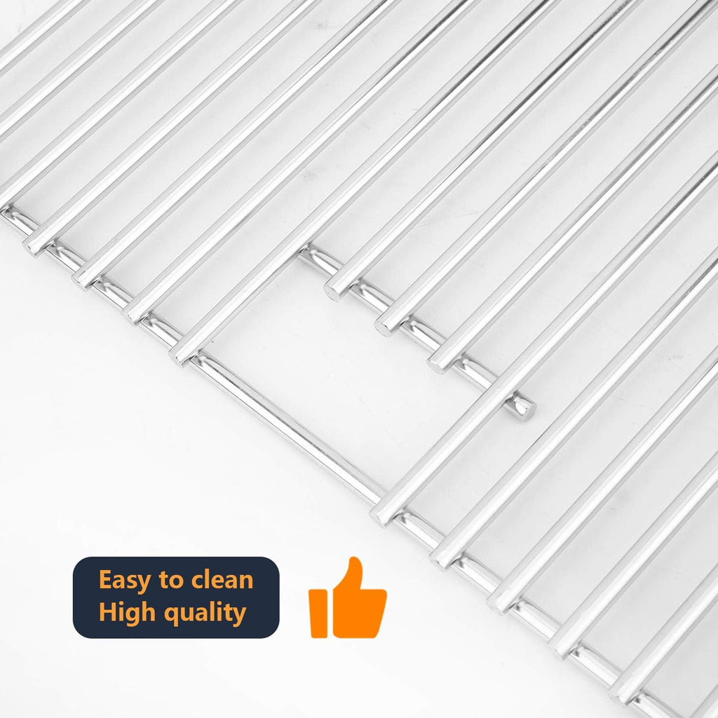 Solid 304 Stainless Steel Grill Grates Replacement, 2 Pcs 17 3/8" Pack of 2 V387