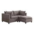 84 Inch Gray Fabric Sectional Arm Loveseat and Ottoman Set G207609