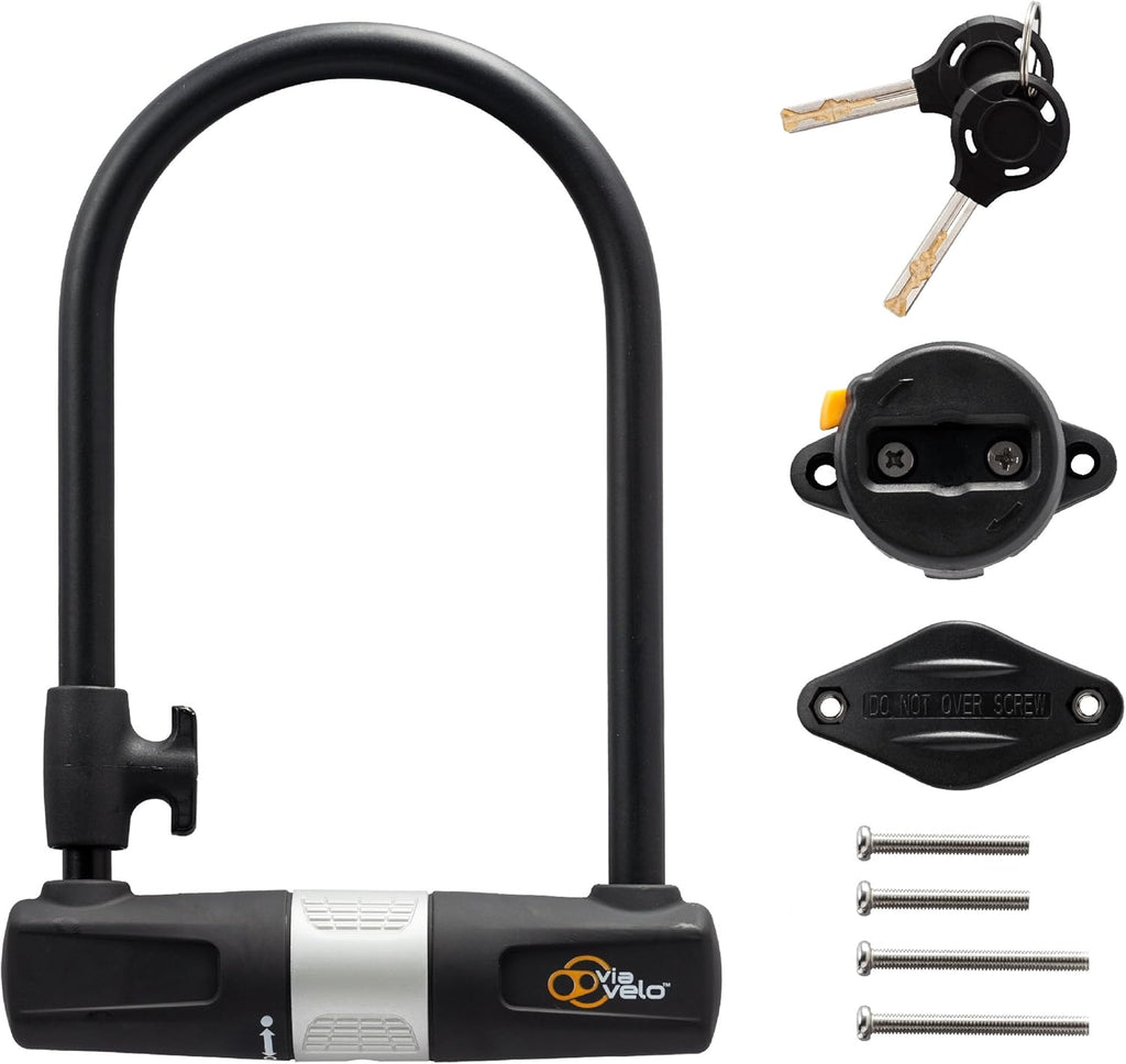 Heavy Duty Bicycle U-Lock with Cable, 14mm Shackle, 10mm x1.8m Cable, Pack of 2 Y911
