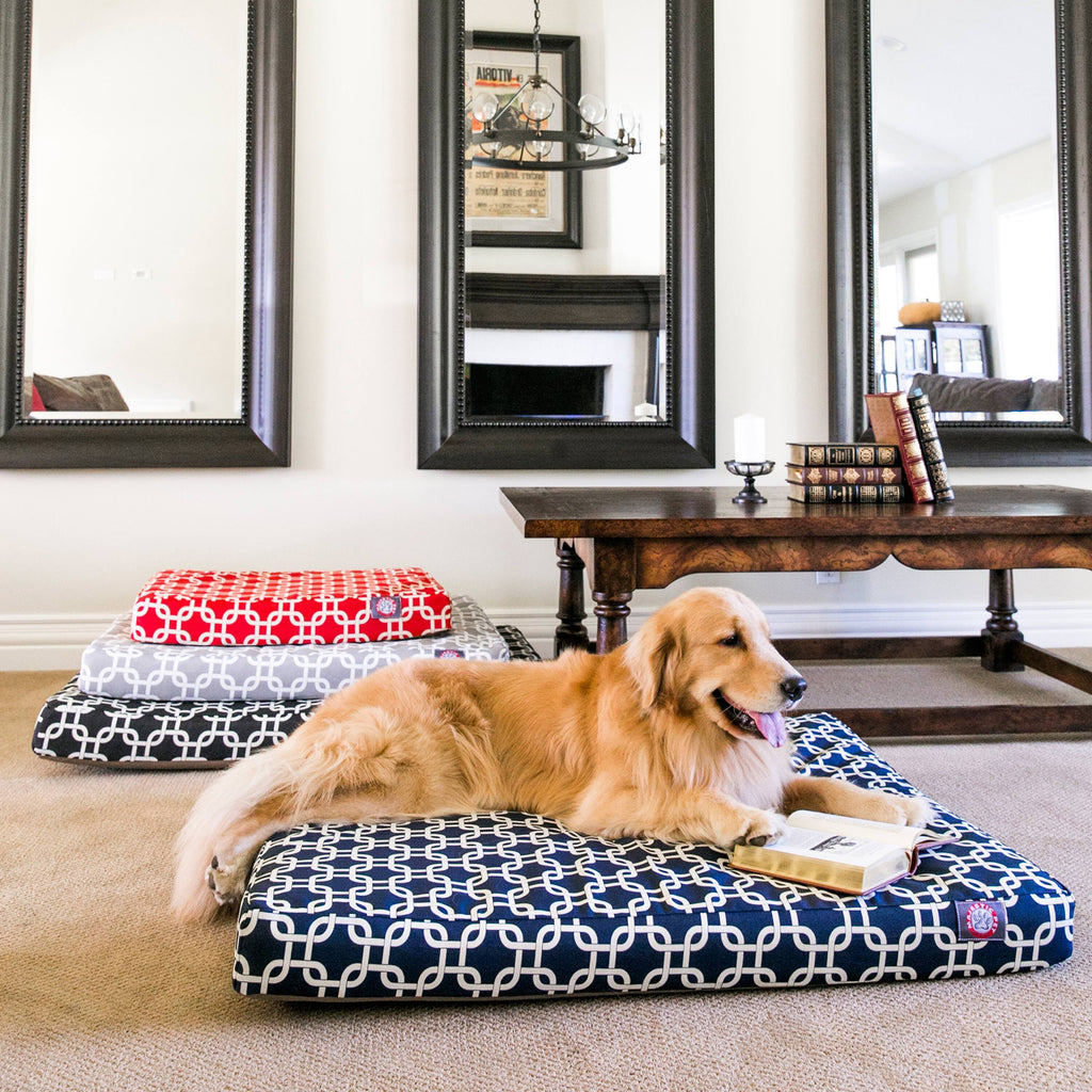 Red Rectangle Orthopedic Memory Foam Dog Bed L69583