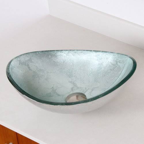 Silver Hand Painted Oval Vessel Bathroom Sink T871