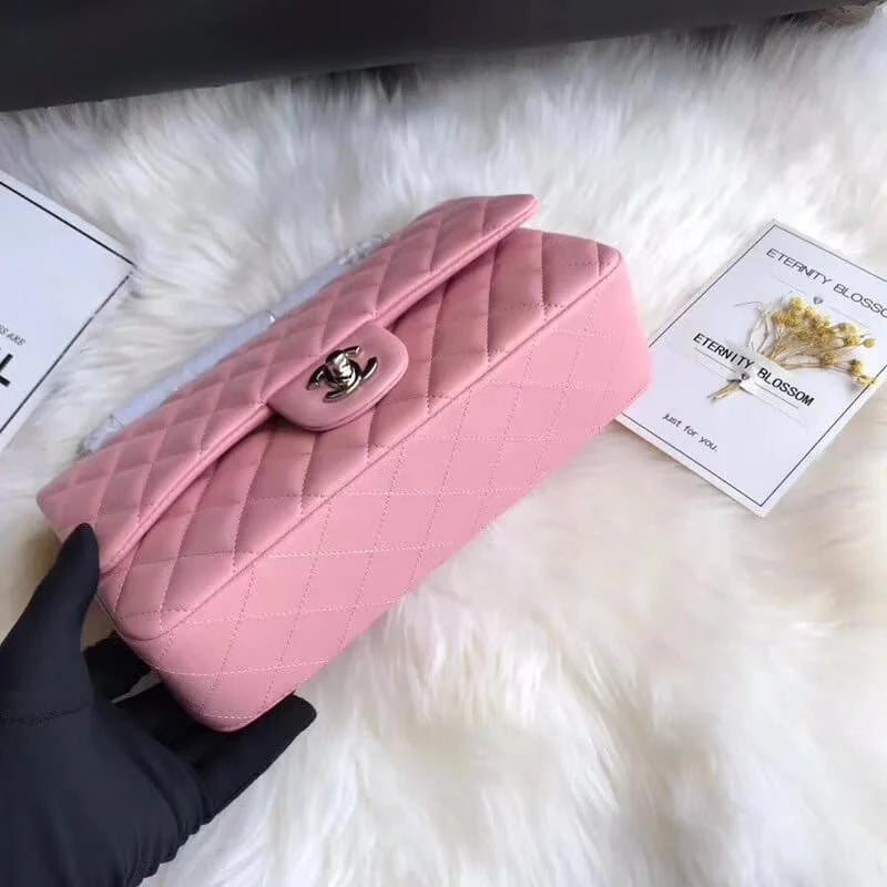 Pink Lambskin Leather Flap Bag X4720