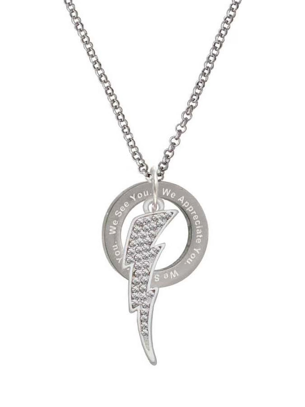 Clear Crystal Lightning Bolt Ring Necklace T83044
