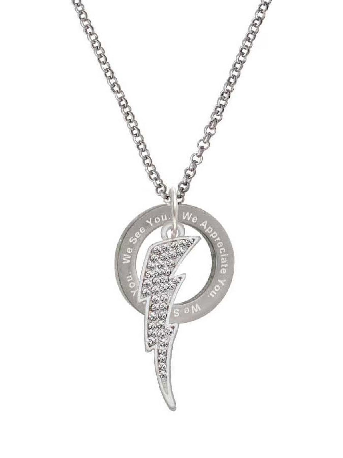 Clear Crystal Lightning Bolt Ring Necklace T83044