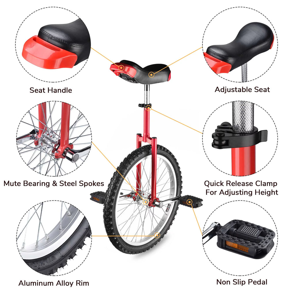 20 Inch Outdoor Unicycle Bike Yellow & Green U549113