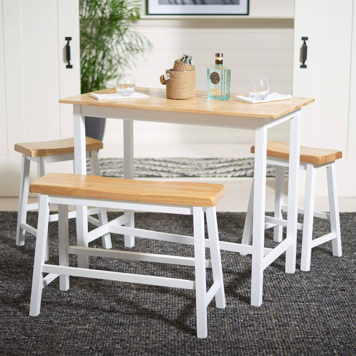 Natural and White 4-Piece Table Pub Set Y2785