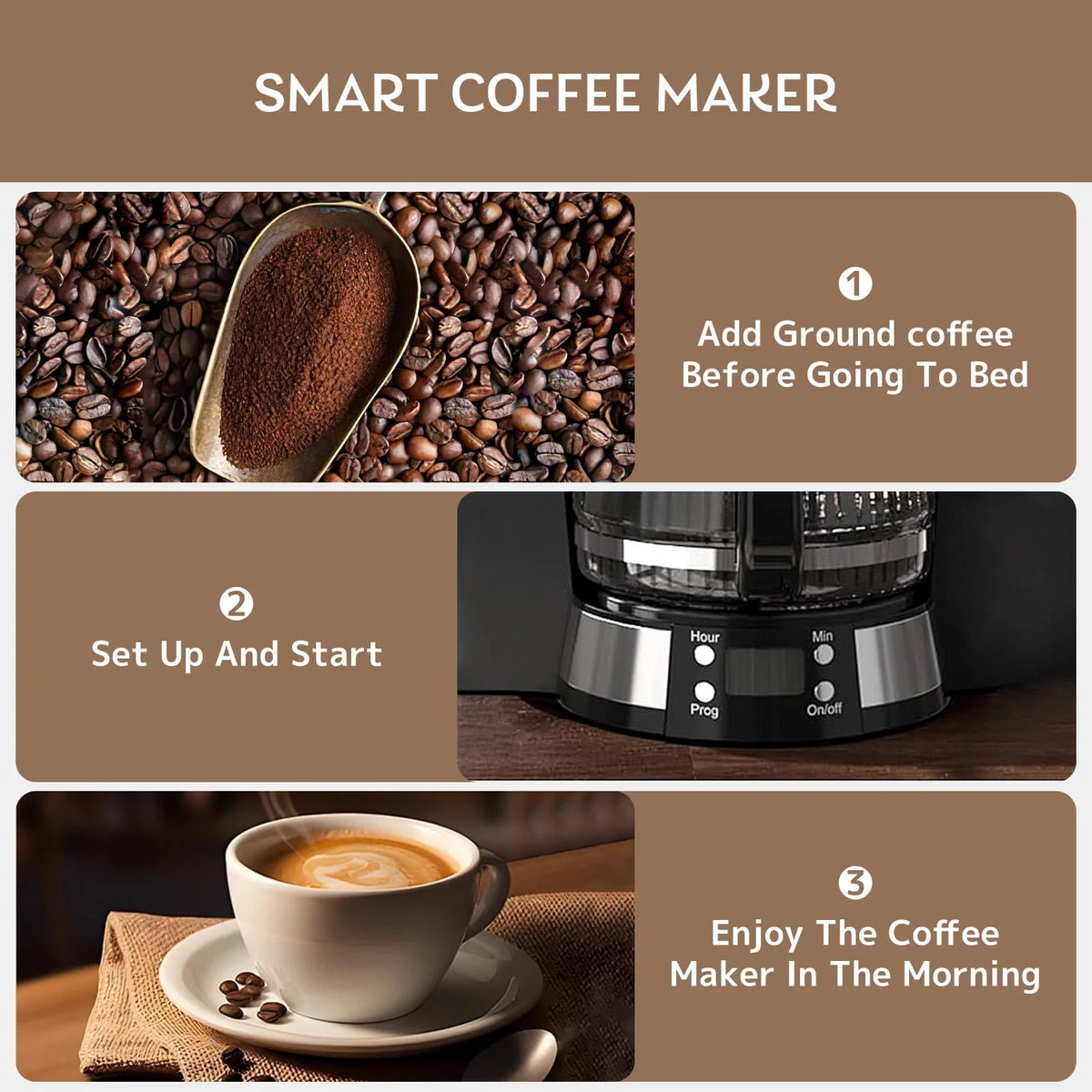 10-Cup Programmable Coffee Maker with Timer, Auto Shut Off, White H553