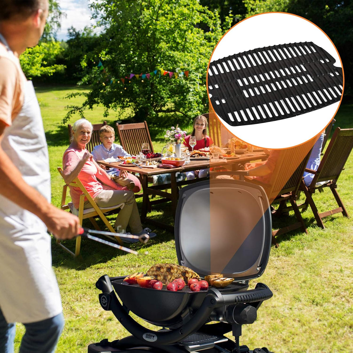 Cast Iron Cooking Grid Grates for Weber Q Series Gas Grill, Pack of 2 K6927