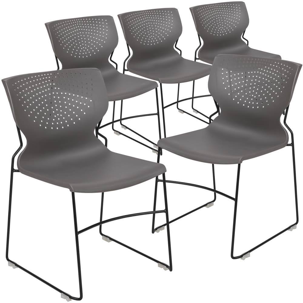 Gray Full Back Stack Chair with Black Powder Coated Frame J529